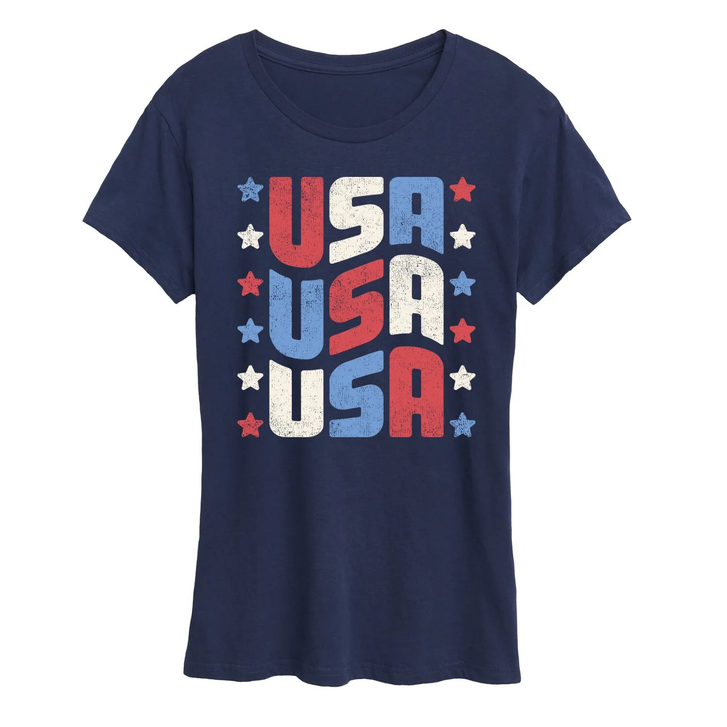 Instant Message - USA Stacked - Women's Short Sleeve Graphic T-Shirt sold by Zulily