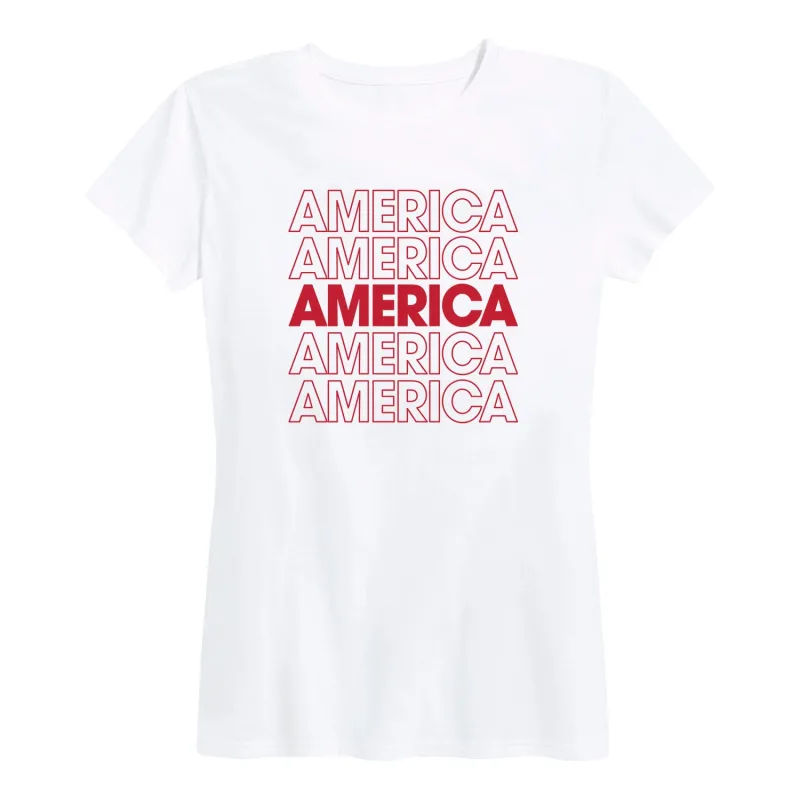 Instant Message - America Repeated - Women's Short Sleeve Graphic T-Shirt sold by Zulily