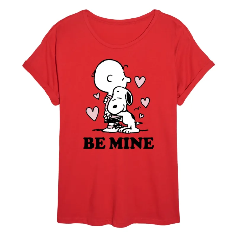 Peanuts - Be Mine - Juniors Oversized Graphic T-Shirt sold by Zulily