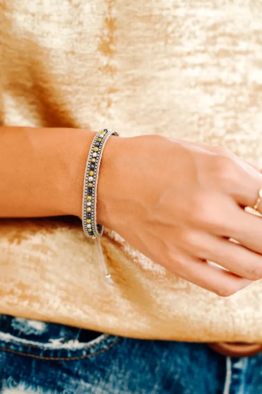 Threaded Pear Adjustable Draw-cord Crystal Beading Bracelet made by Threaded Pear