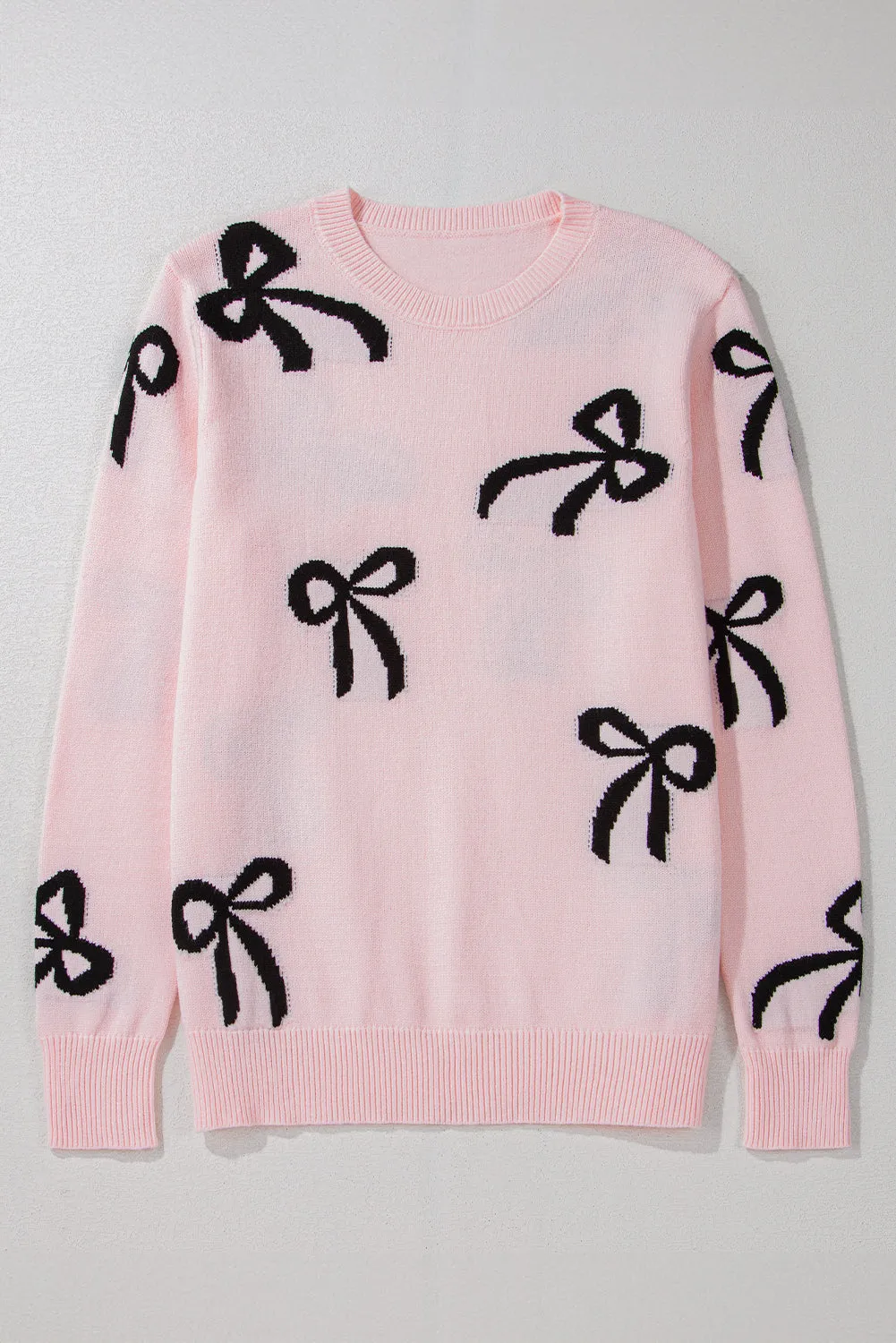 Threaded Pear Pink Bow Knitted Loose Fit Sweater sold by Zulily product image thumbnail 5