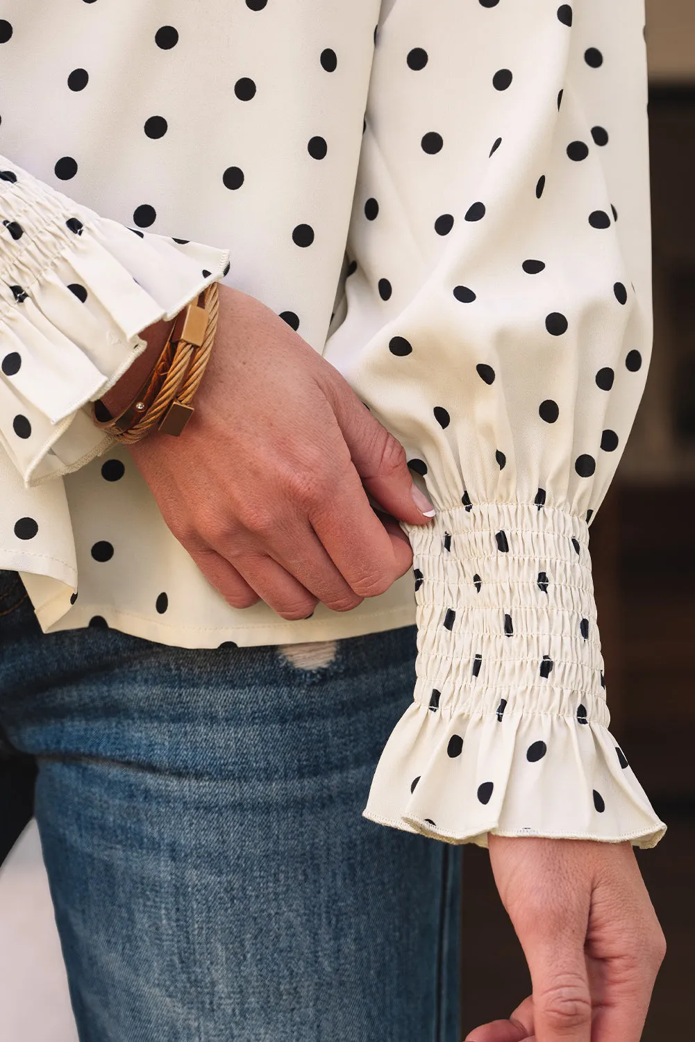Threaded Pear Catalina Polka Dot Lantern Sleeve Blouse sold by Zulily product image thumbnail 5
