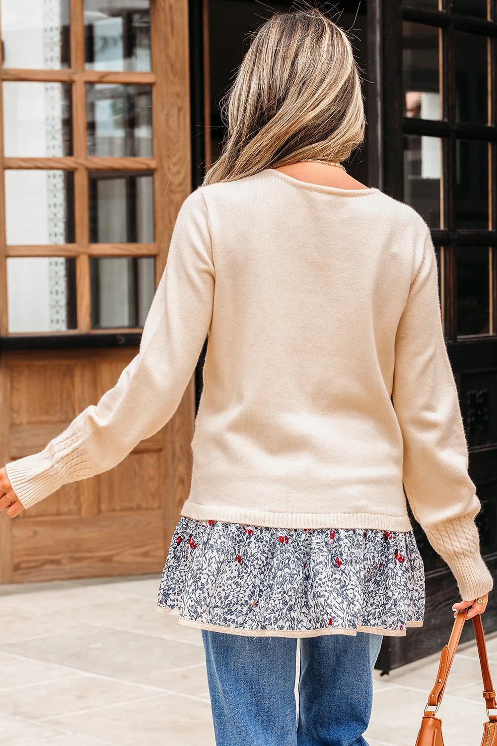Threaded Pear Mary Cable Texture Bohemian Ruffle Hem Sweater sold by Zulily product image thumbnail 2