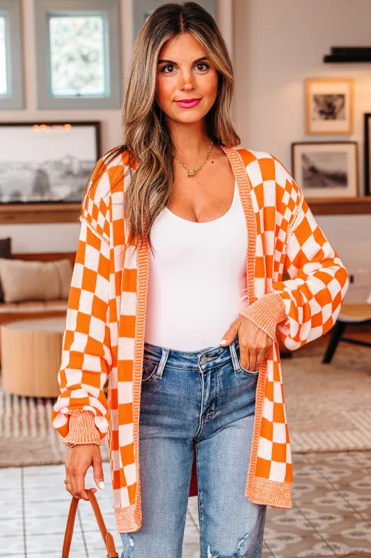 Threaded Pear Wrenley Checkered Open Front Drop Shoulder Cardigan made by Threaded Pear