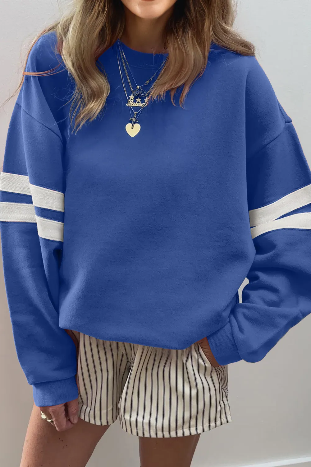Threaded Pear Paige Striped Oversized Sweatshirt sold by Zulily