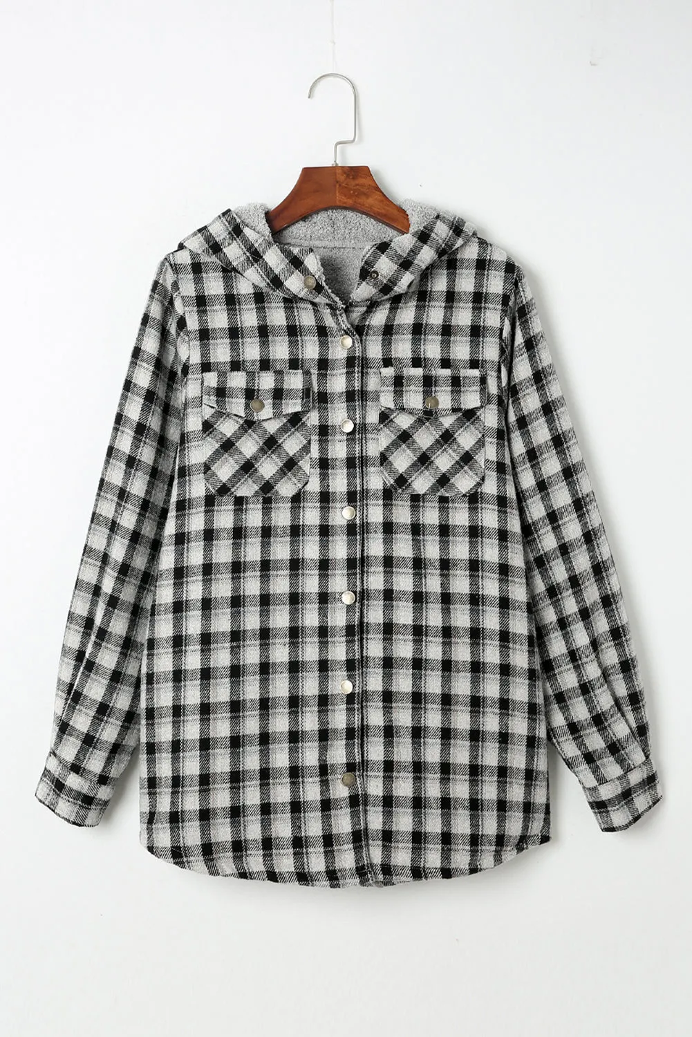 Threaded Pear Evelyn Sherpa Lined Hooded Shacket sold by Zulily product image thumbnail 4