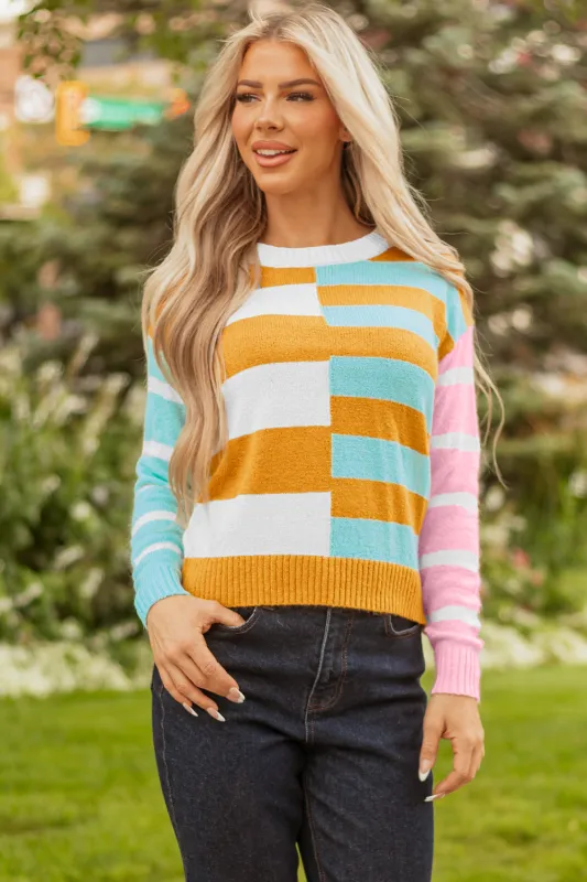 Threaded Pear Abigail Block Striped Pullover Sweater sold by Zulily