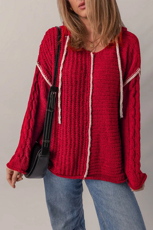 Threaded Pear Olivia Knit Drawstring Hooded Sweater made by Threaded Pear