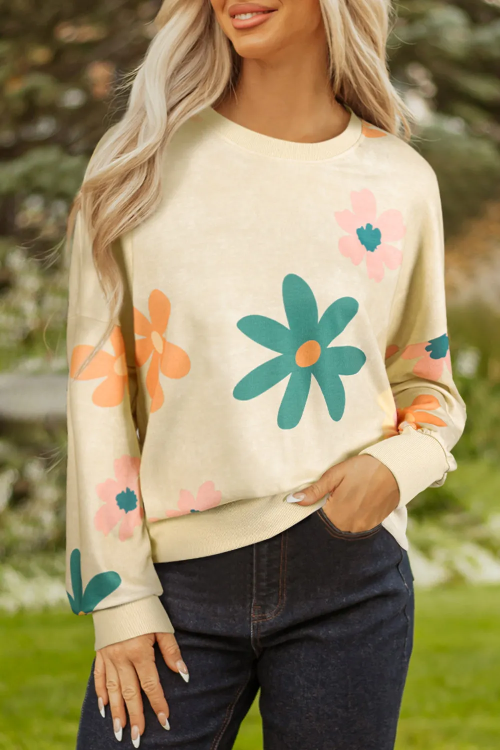 Threaded Pear Abigail Terry Flower Print Sweatshirt sold by Zulily product image thumbnail 3