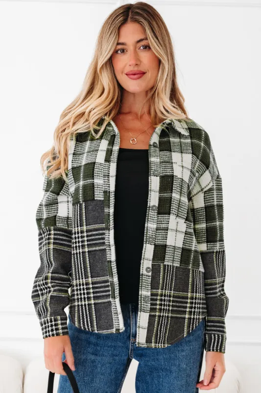 Threaded Pear Scarlett Print Textured Knit Shacket made by Threaded Pear