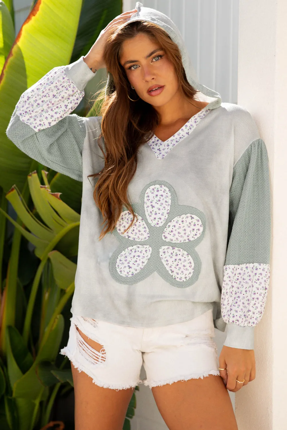 Threaded Pear Jream Colorblock Casual Hooded Top sold by Zulily product image thumbnail 4