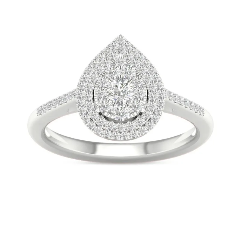 De Couer 1/3ct TDW Diamond Cluster Pear-Shaped Frame Engagement Ring - White H-I - White H-I sold by Zulily