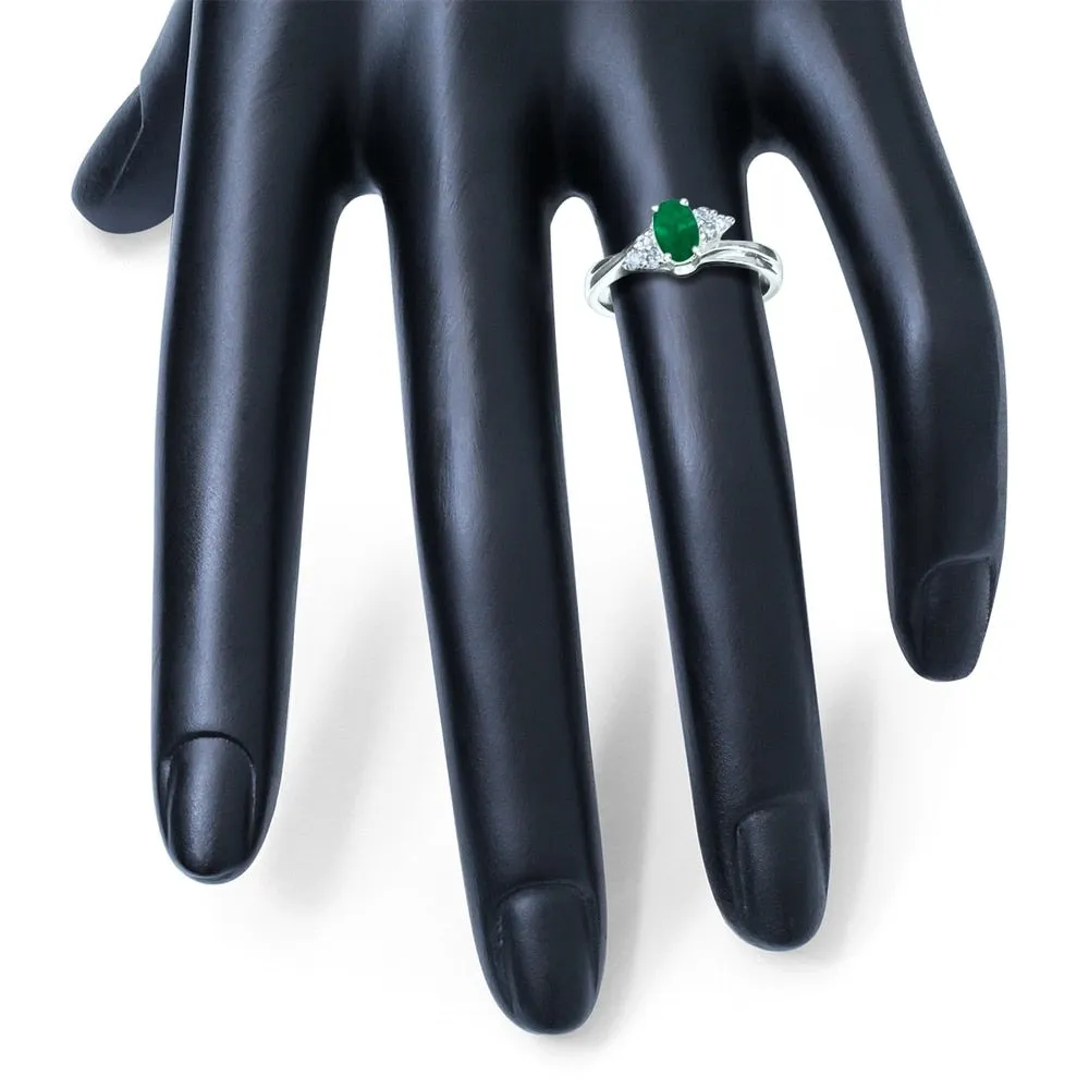 6X4MM Emerald and Diamond Twist Ring in 10K White Gold sold by Zulily product image thumbnail 3