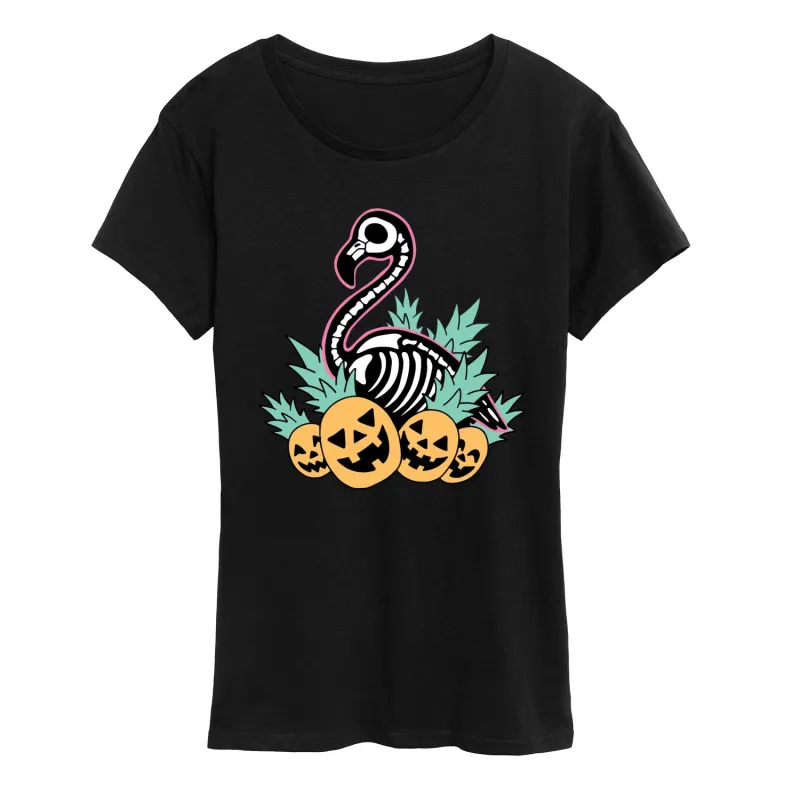 Instant Message - Flamingo Skeleton - Women's Short Sleeve Graphic T-Shirt made by Zulily