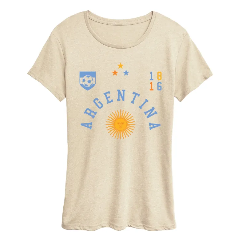Instant Message - Argentina Soccer Jersey - Women's Short Sleeve Graphic T-Shirt sold by Zulily