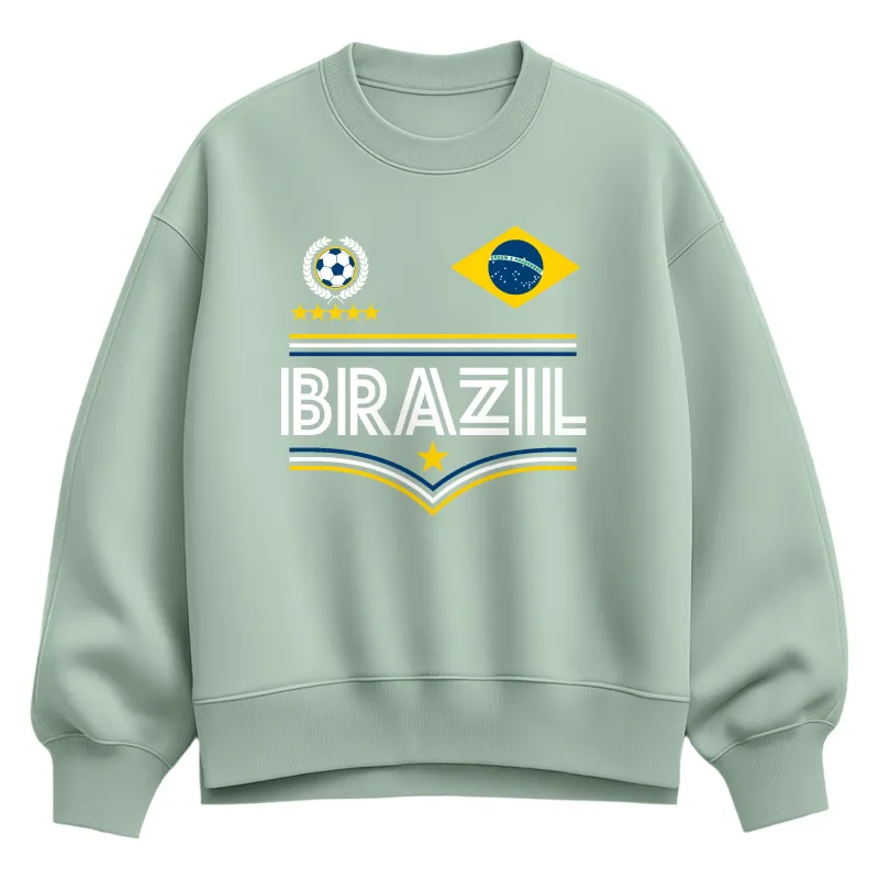 Instant Message - Brazil Soccer Jersey - Women's Oversized Fleece Crew Sweatshirt made by Zulily