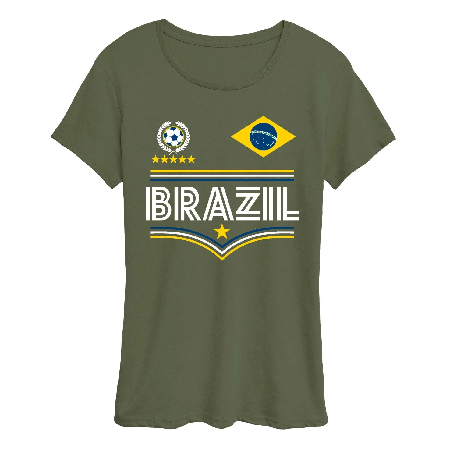 Instant Message - Brazil Soccer Jersey - Women's Short Sleeve Graphic T-Shirt sold by Zulily