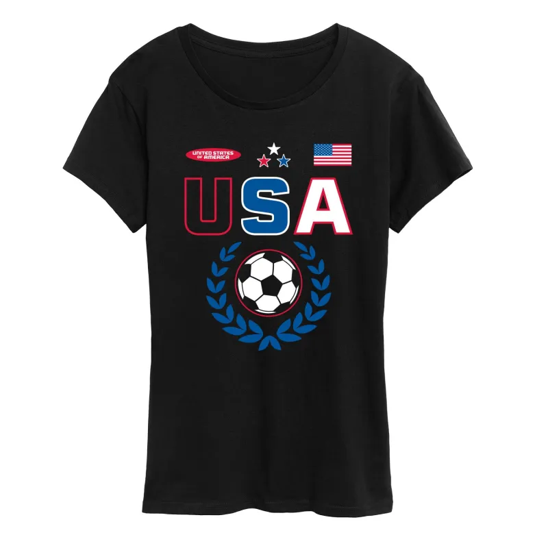 Instant Message - USA Soccer Jersey - Women's Short Sleeve Graphic T-Shirt sold by Zulily