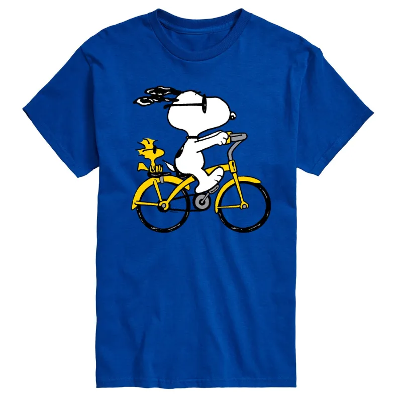 Peanuts - Snoopy and Woodstock Riding Bike - Men's Short Sleeve Graphic T-Shirt sold by Zulily
