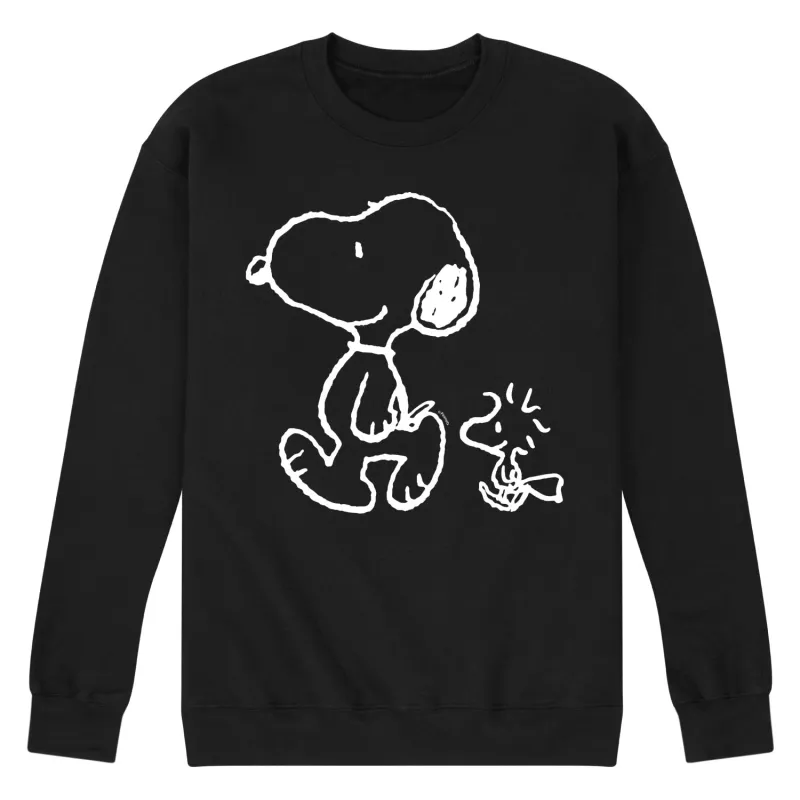 Peanuts - I'll Follow You - Snoopy & Woodstock - Men's Crew Neck Fleece Pullover sold by Zulily