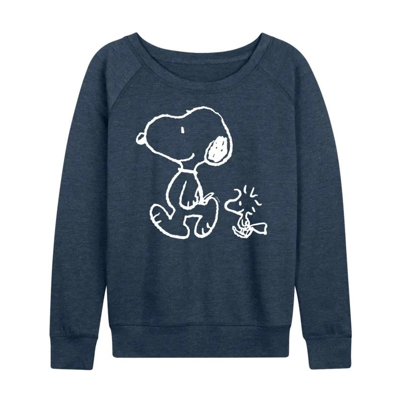Peanuts - I'll Follow You - Snoopy & Woodstock - Women's Lightweight French Terry Long Sleeve Shirt sold by Zulily