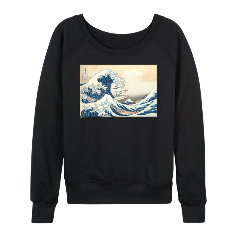 Peanuts - Snoopy Great Wave - Women's French Terry Long Sleeve T-Shirt sold by Zulily