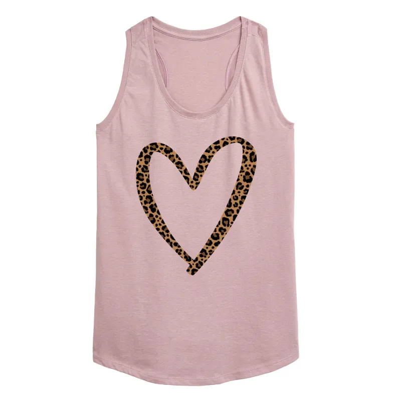 Instant Message - Leopard Print Heart Outline - Women's Racerback Graphic Tank made by Zulily