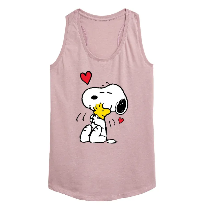 Peanuts - Snoopy & Woodstock Hug - Women's Racerback Graphic Tank sold by Zulily