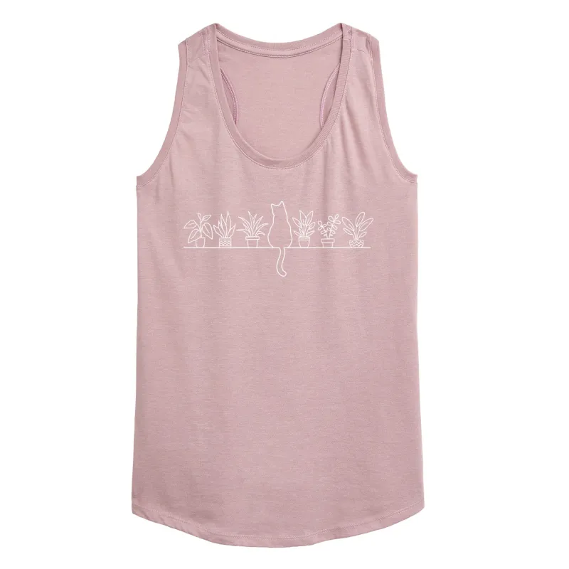 Instant Message - Cat Plant Shelf - Women's Racerback Graphic Tank sold by Zulily