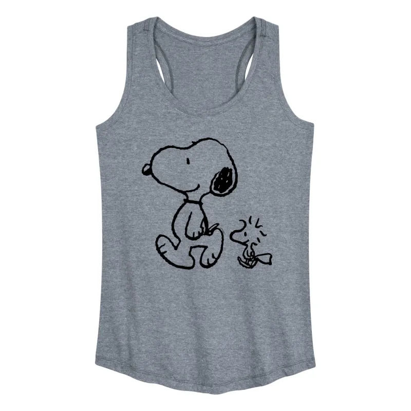 Peanuts - Snoopy Woodstock Walk - Women's Racerback Graphic Tank sold by Zulily