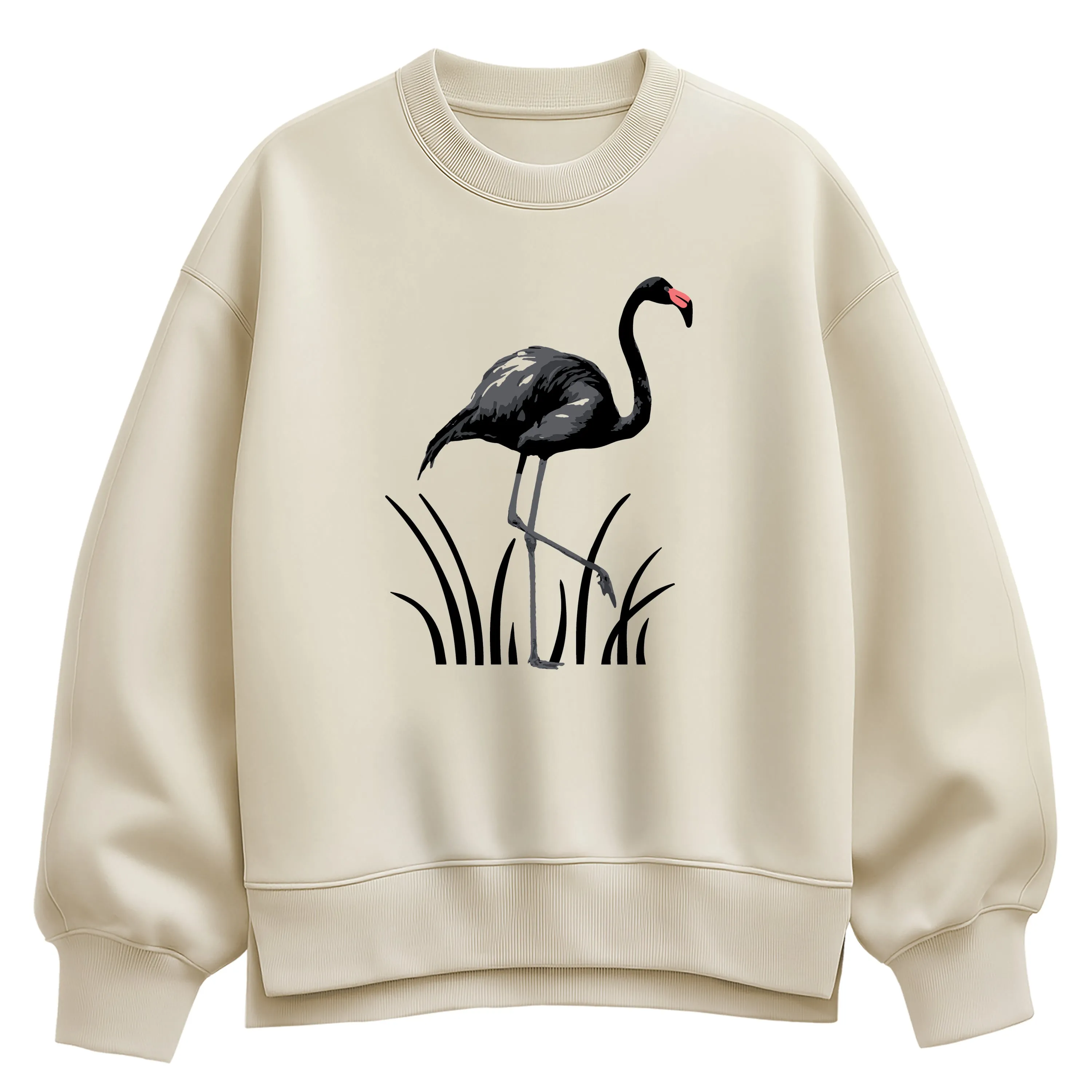 Instant Message - Black Flamingo - Women's Oversized Fleece Crew Sweatshirt sold by Zulily product image thumbnail 3