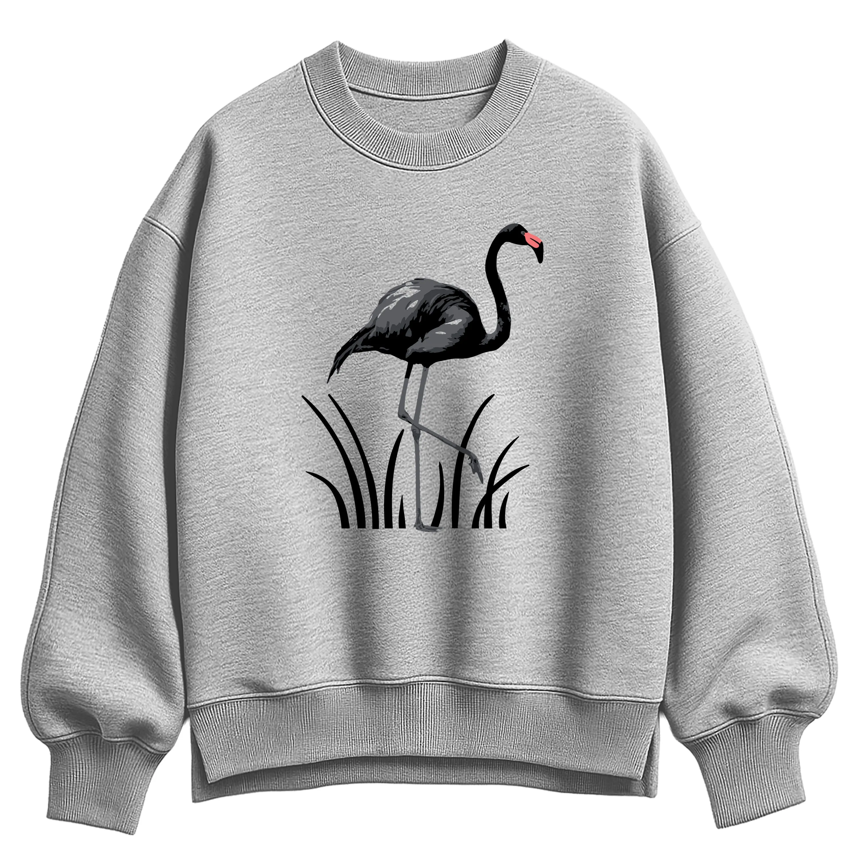 Instant Message - Black Flamingo - Women's Oversized Fleece Crew Sweatshirt sold by Zulily product image thumbnail 2