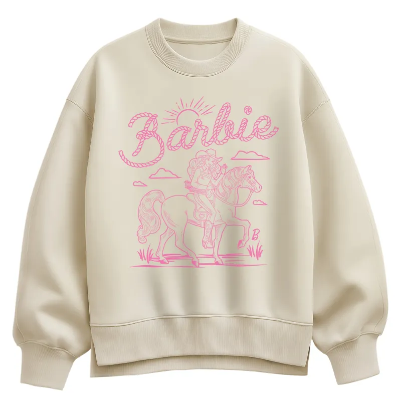 Barbie - Western Horseride - Women's Oversized Fleece Crew Sweatshirt made by Barbie