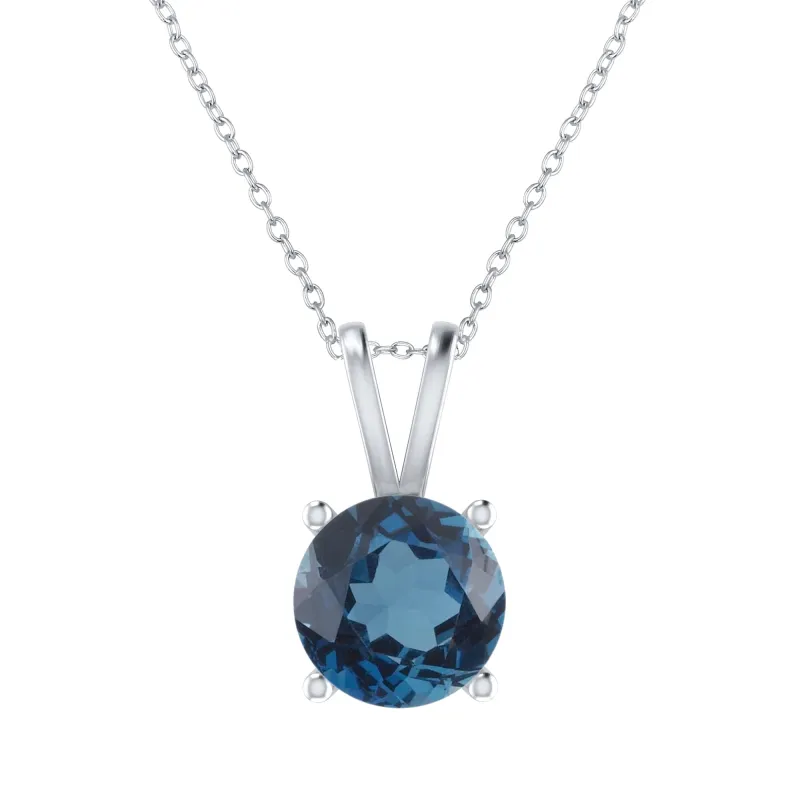 V3 Jewelry Sterling Silver 2.20 Carat Natural London Blue Topaz Solitaire Pendant with 18" Chain sold by Zulily