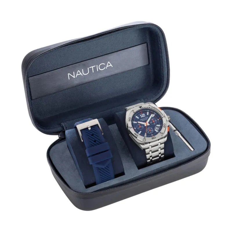 Nautica Tin Can Bay Chrono Box Set Mens made by Nautica