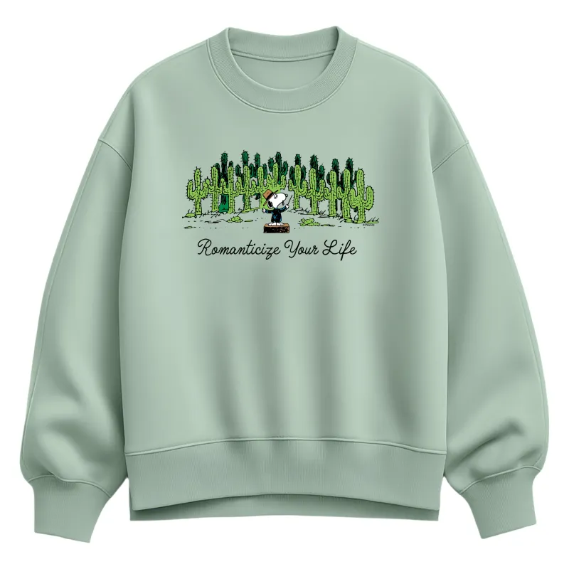 Peanuts - Romanticize Life - Women's Oversized Fleece Crew Sweatshirt made by Peanuts