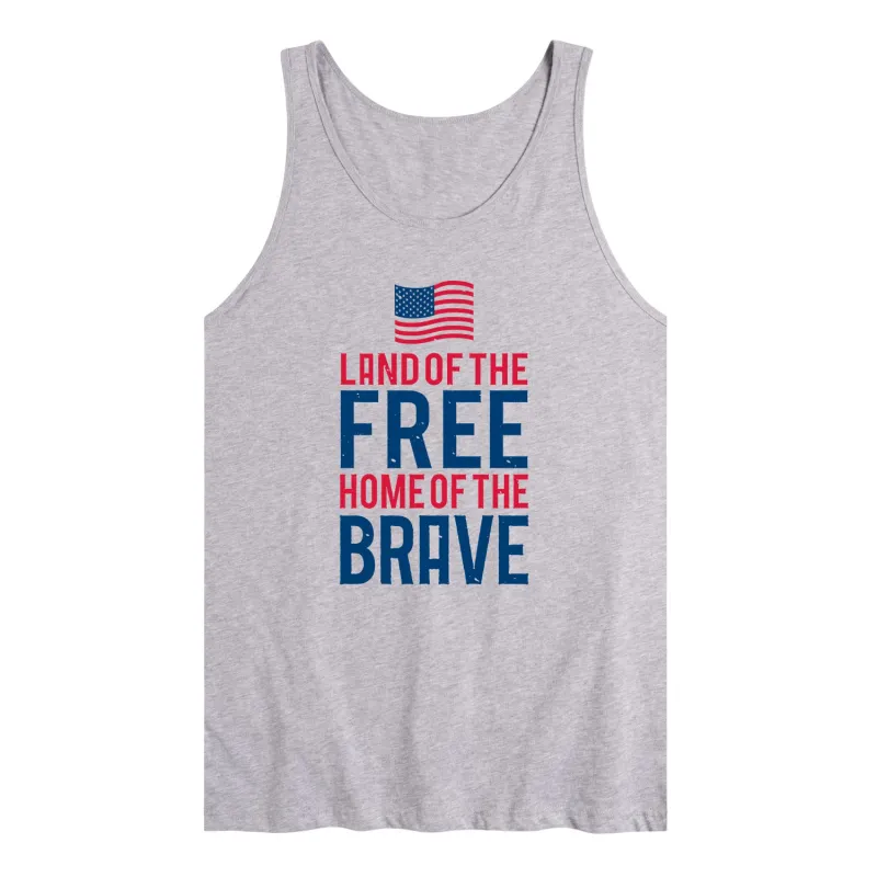 Instant Message - Land Free Home Brave Flag - Men's Sleeveless Graphic Tank sold by Zulily