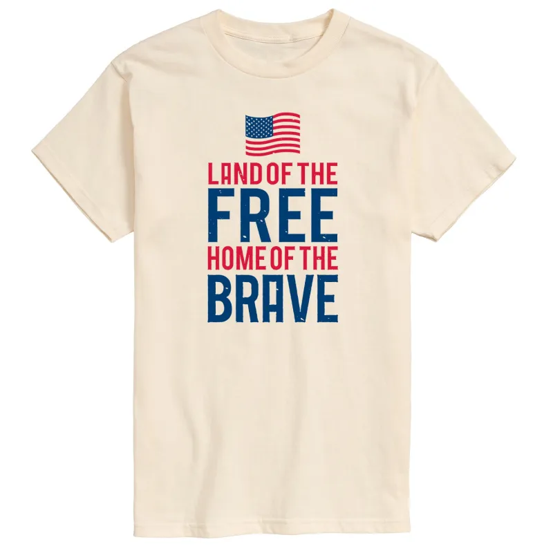Instant Message - Land Free Home Brave Flag - Men's Short Sleeve Graphic T-Shirt sold by Zulily