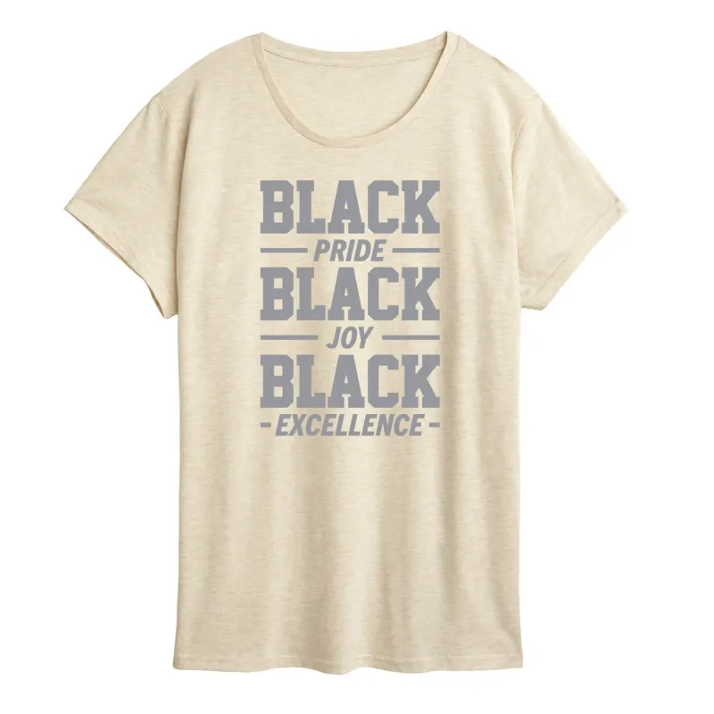 Instant Message - Black Pride Joy Excellence - Women's Short Sleeve Graphic T-Shirt sold by Zulily