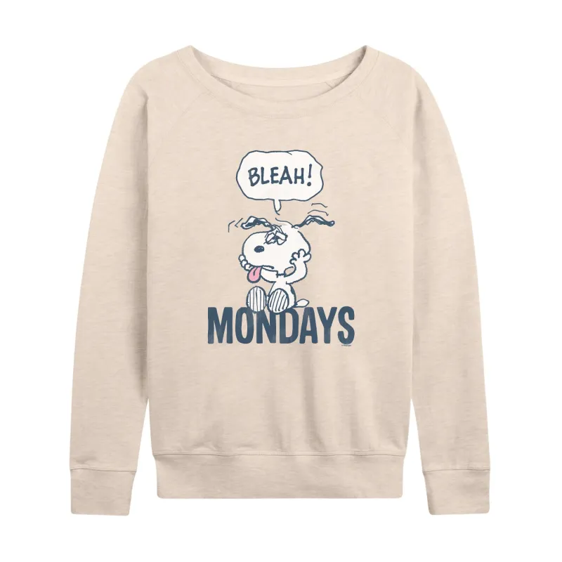 Peanuts - Bleah Mondays Snoopy - Women's French Terry Long Sleeve Pullover sold by Zulily