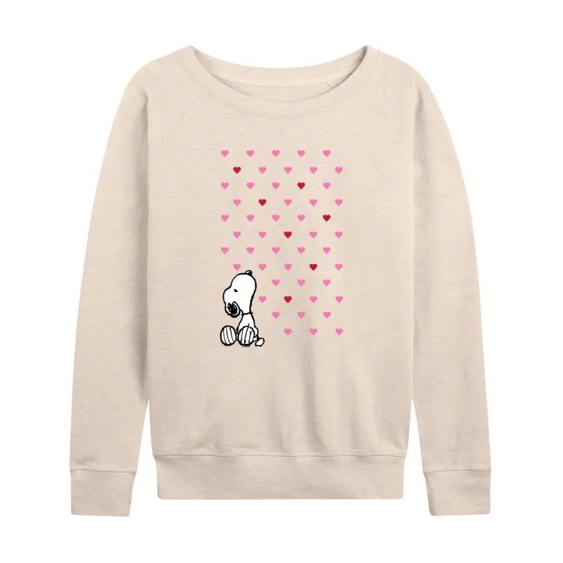 Peanuts - Snoopy Heart Grid - Women's French Terry Long Sleeve Pullover sold by Zulily