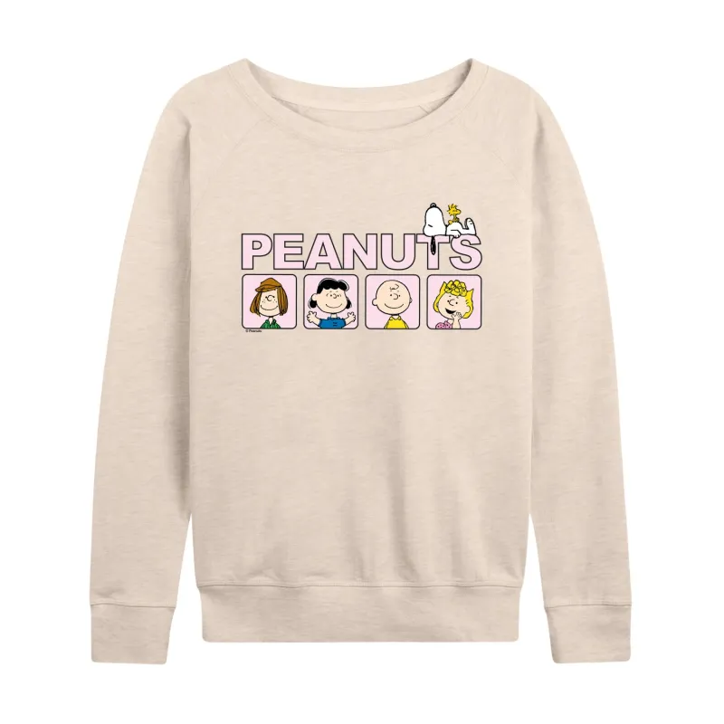 Peanuts - Crew Blocks - Women's French Terry Long Sleeve Pullover sold by Zulily