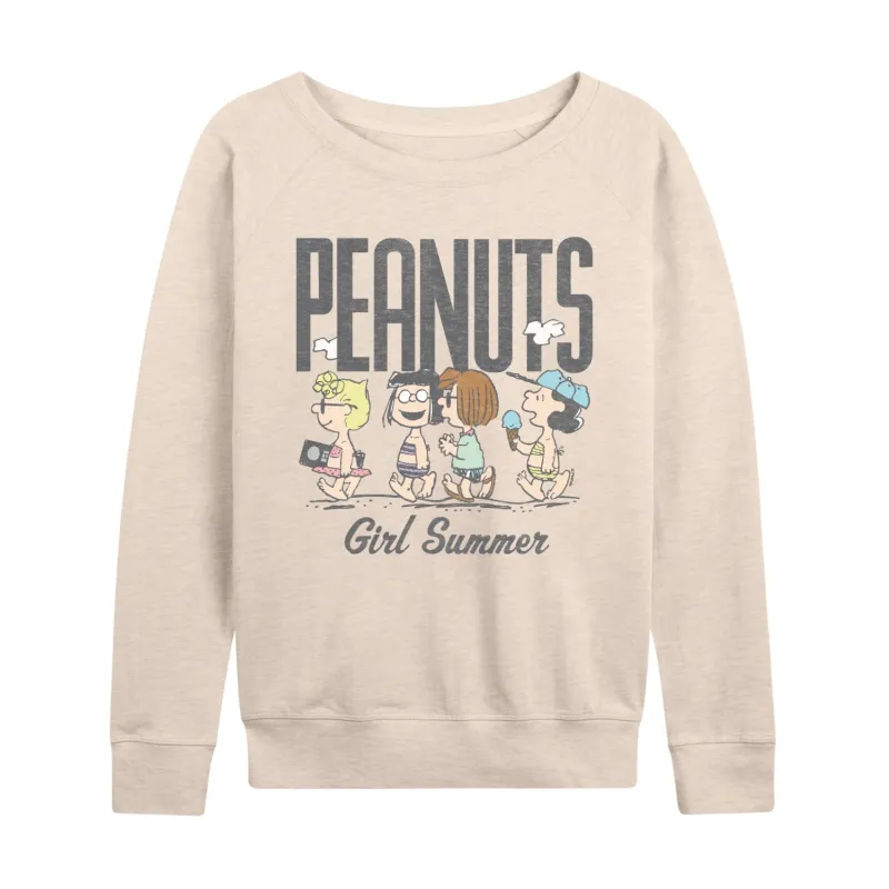 Peanuts - Girl Summer - Women's French Terry Long Sleeve Pullover sold by Zulily