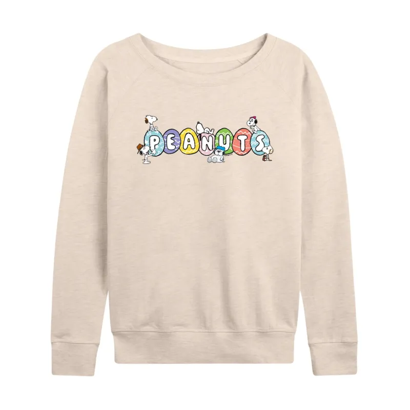 Peanuts - Snoopy Eggs - Women's French Terry Long Sleeve Pullover sold by Zulily