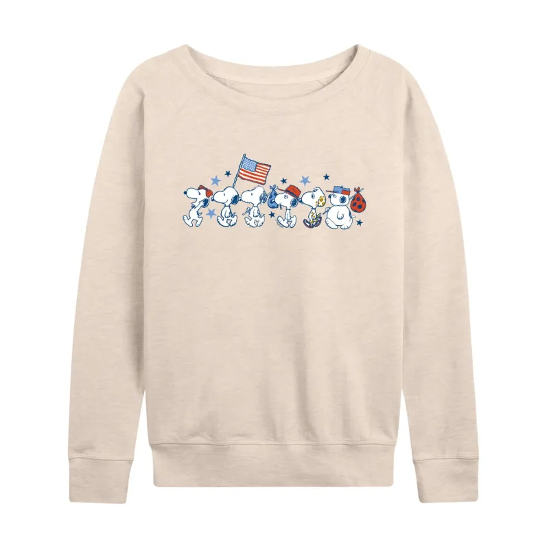 Peanuts - Snoopy Americana Lineup - Women's French Terry Long Sleeve Pullover made by Peanuts
