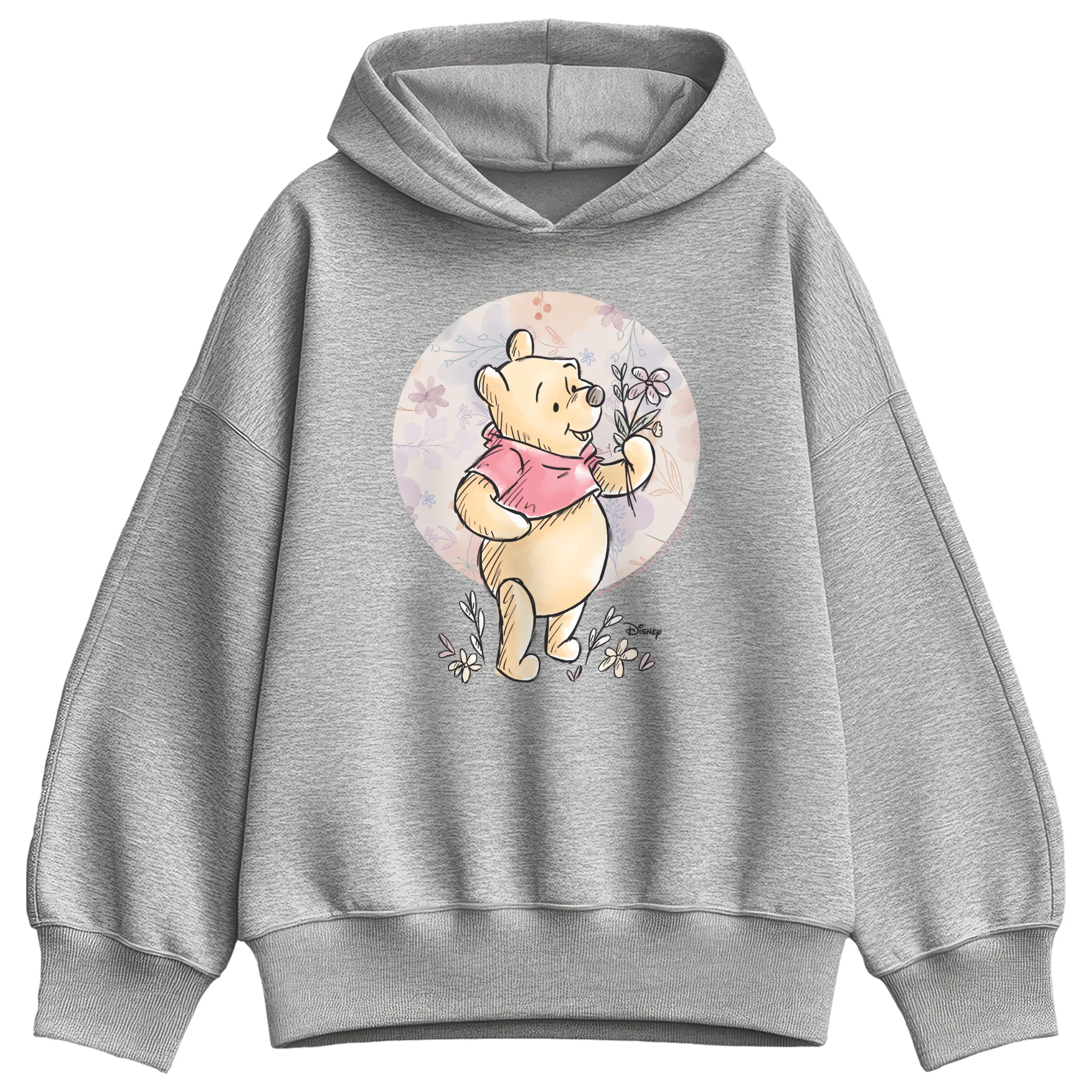 Winnie the Pooh - Floral Circle Pooh - Women's Oversized Fleece Hoodie Sweatshirt sold by Zulily product image thumbnail 2