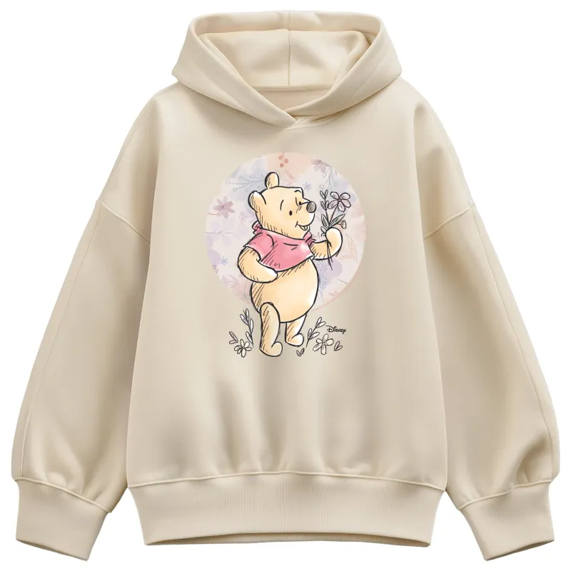 Winnie the Pooh - Floral Circle Pooh - Women's Oversized Fleece Hoodie Sweatshirt made by Zulily