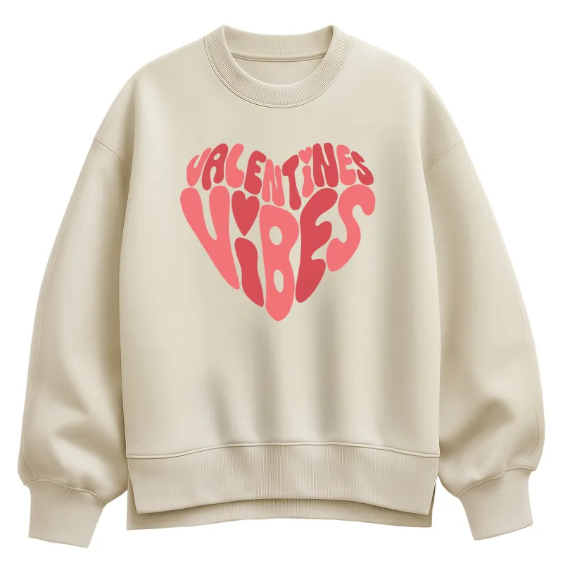 Instant Message - Valentines Vibes - Women's Oversized Fleece Crew Sweatshirt sold by Zulily