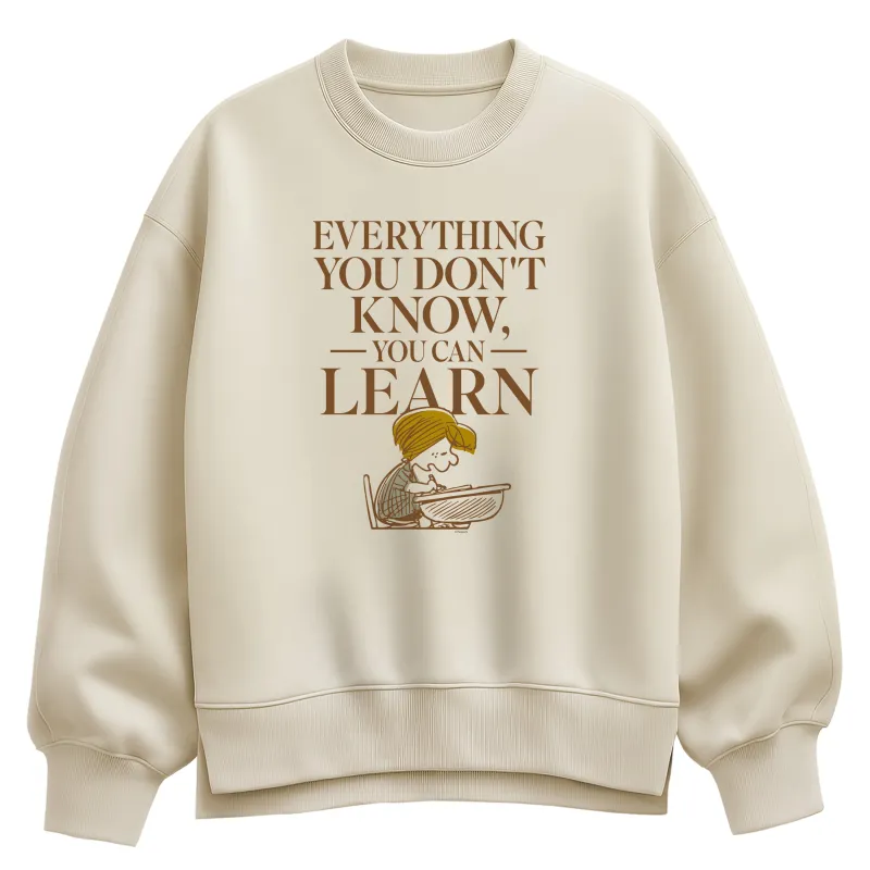 Peanuts - You Can Learn - Women's Oversized Fleece Crew Sweatshirt sold by Zulily