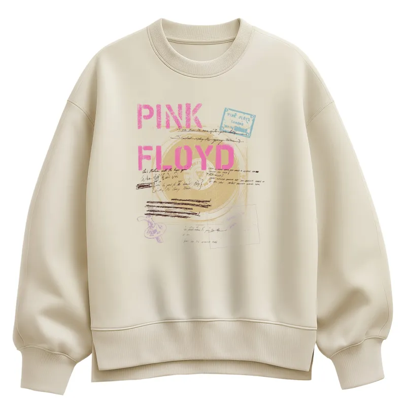 Pink Floyd - Pink Floyd Lyric Drafts - Ladies Oversized Fleece Crew Sweatshirt made by Pink Floyd